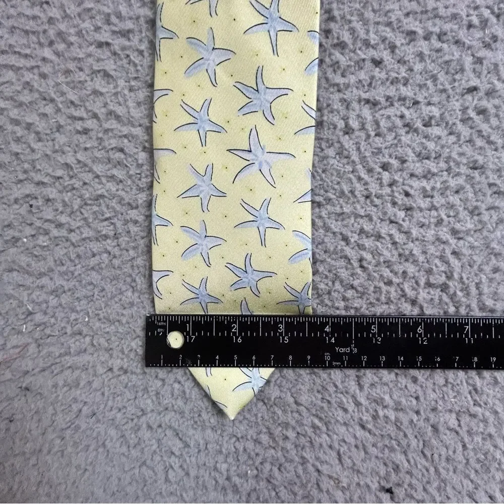 J. McLaughlin men’s  Lemon and Sky Starfish Tie silk